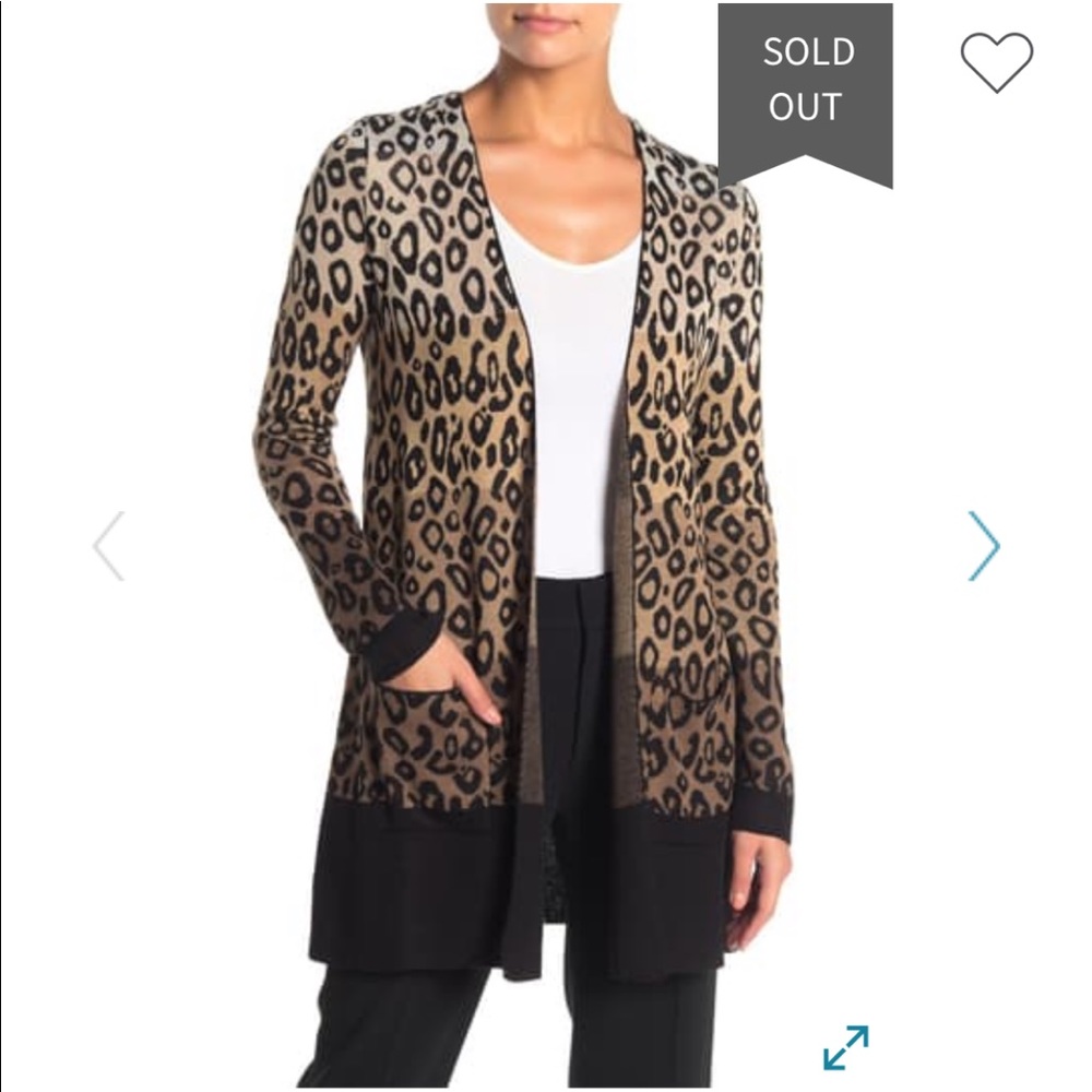 Joseph A Ombr Leopard Print Open Cardigan - image 1